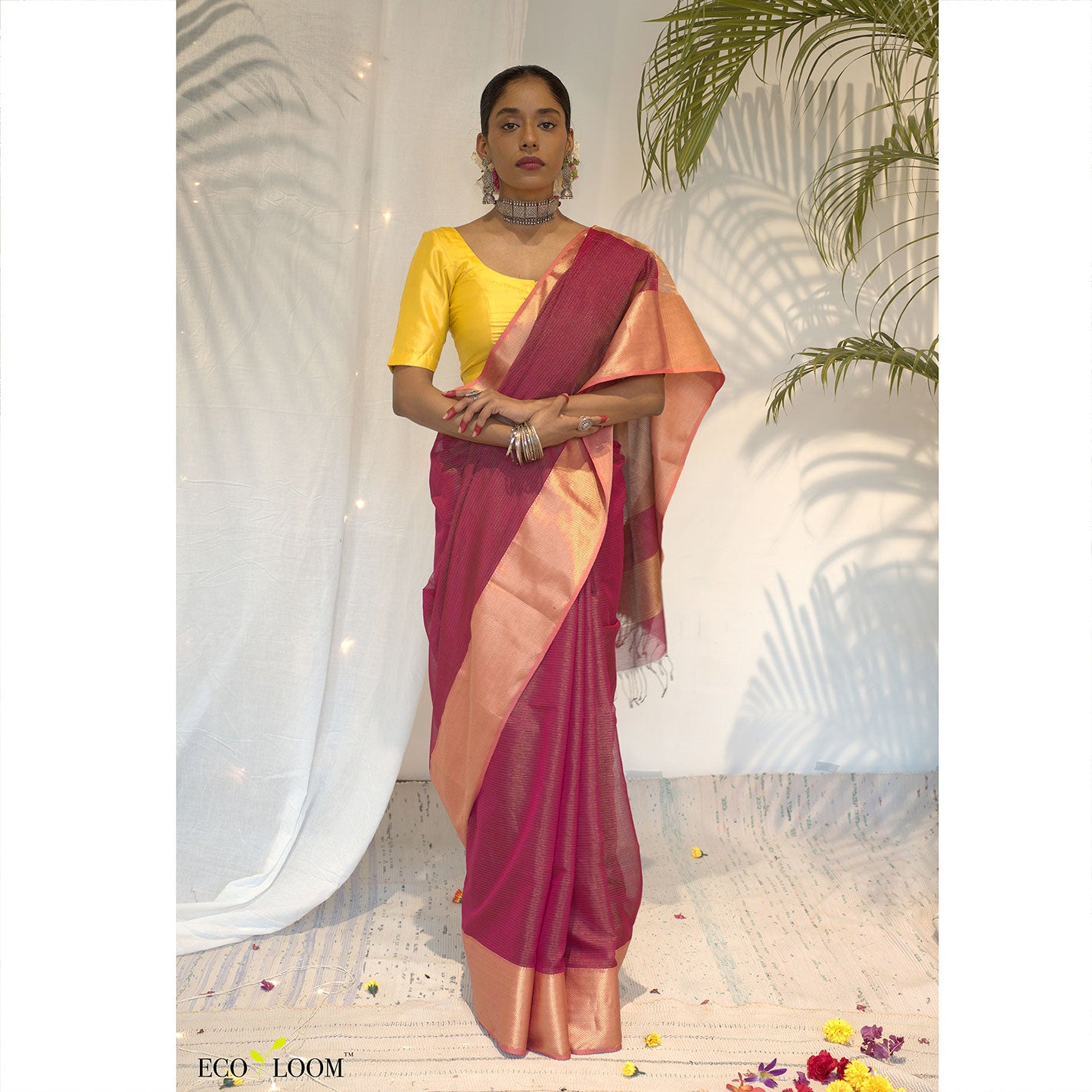 Kumudini Silk Cotton Handwoven Maheshwari Saree