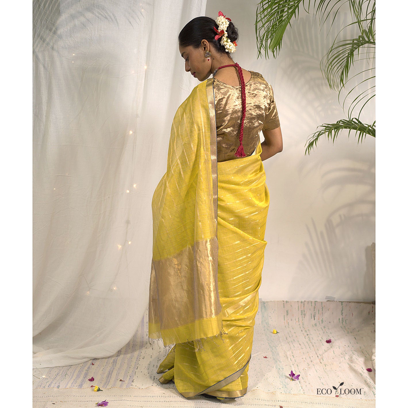 Peridot Maheshwari Silk Tissue Saree