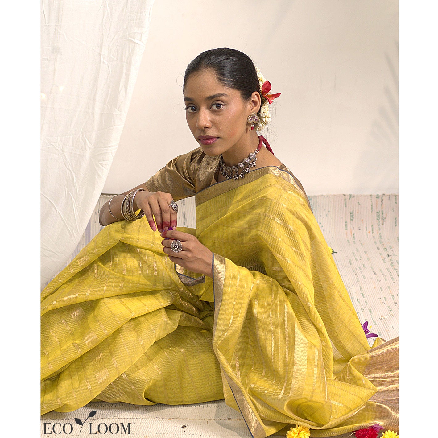 Peridot Maheshwari Silk Tissue Saree