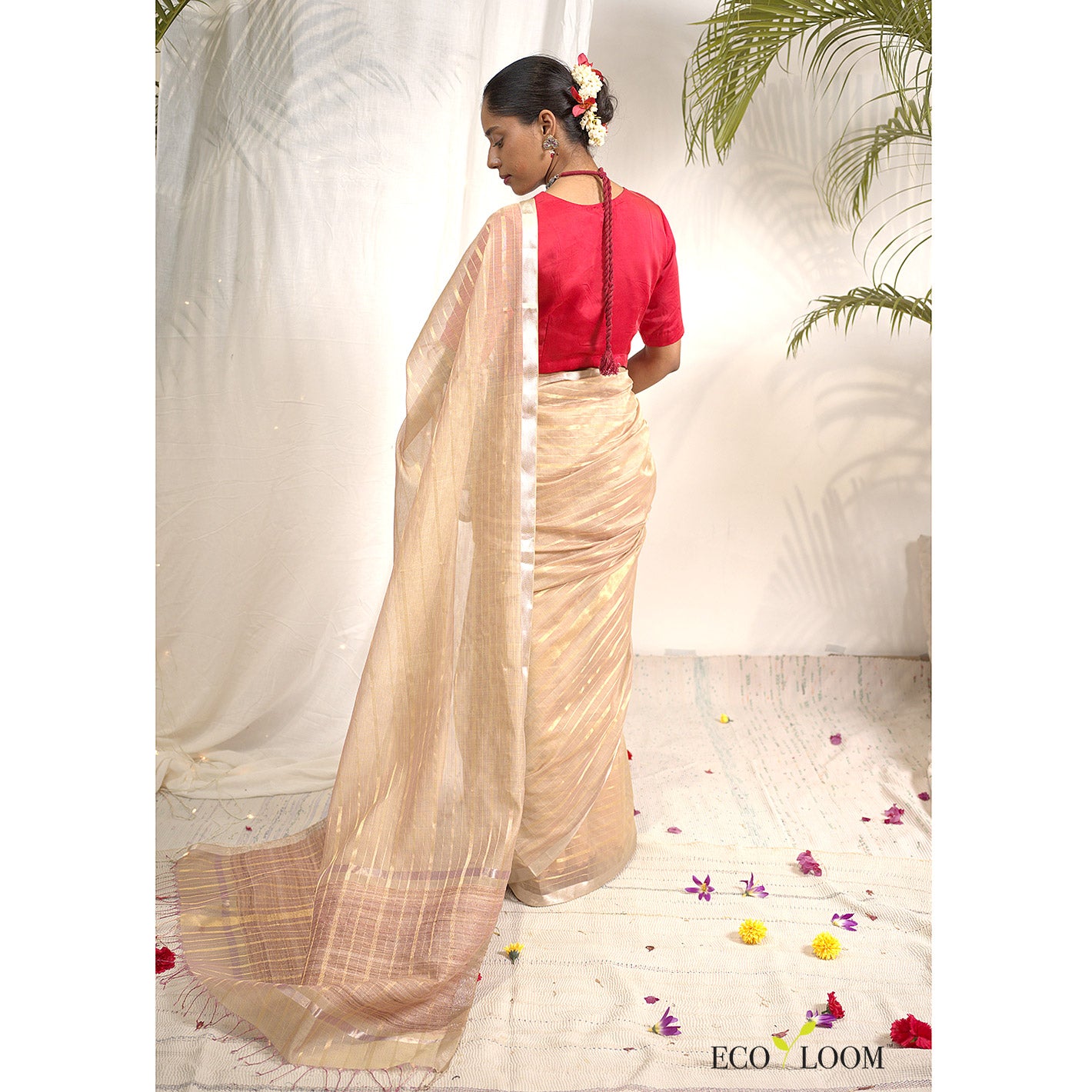 Licorice Ecoloom Maheshwari Silk Handloom Saree