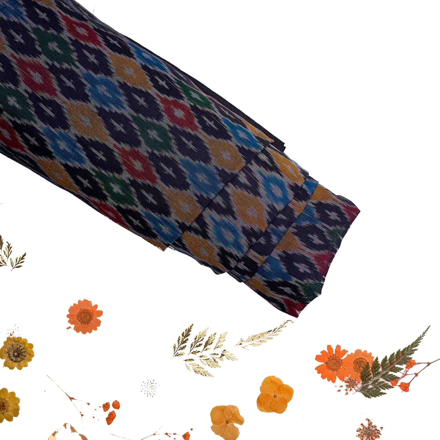 Blouse fabric Silk Ikat Black Multi color