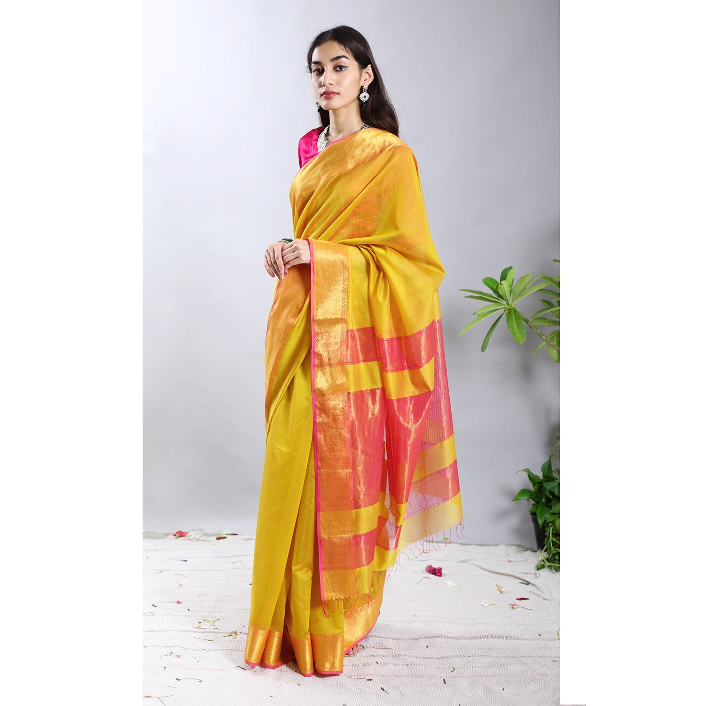 Miraj Silk Cotton Handwoven Ecoloom Saree