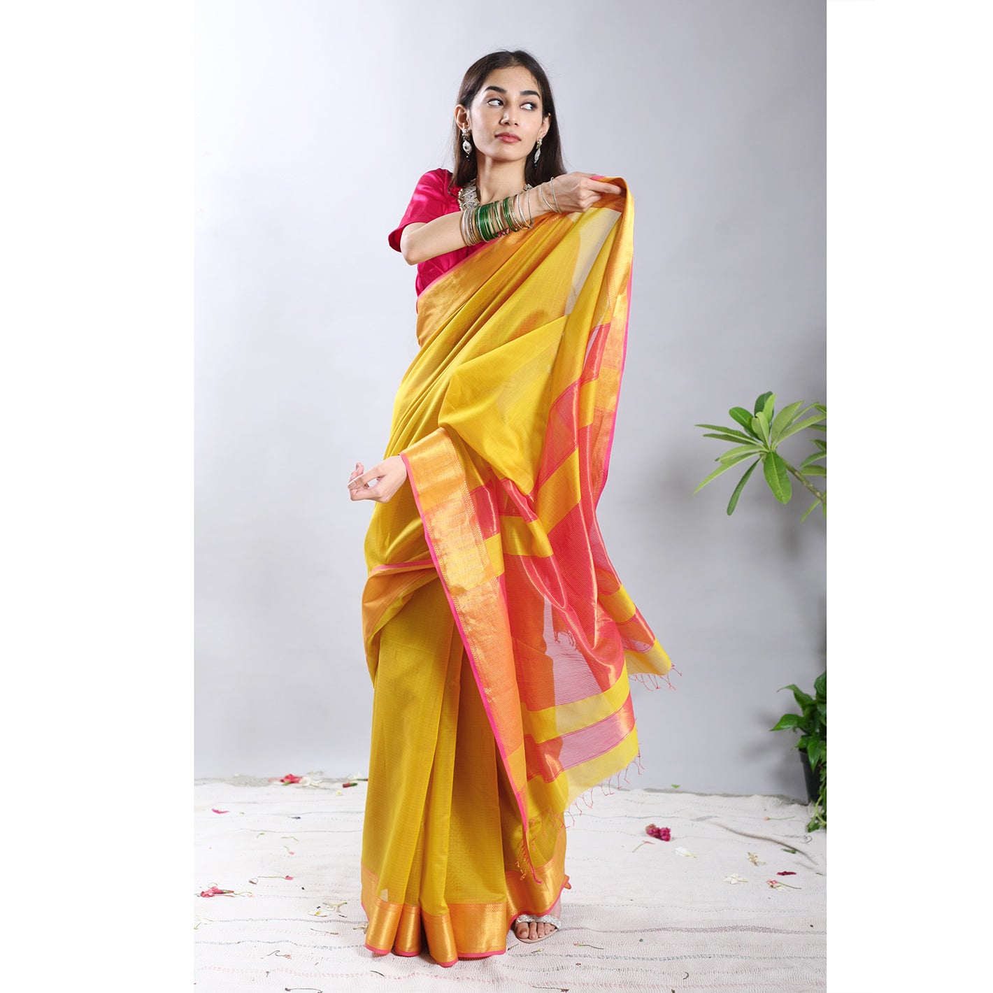 Miraj Silk Cotton Handwoven Ecoloom Saree
