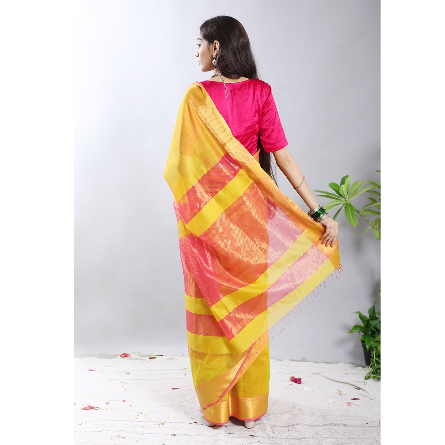 Miraj Silk Cotton Handwoven Ecoloom Saree