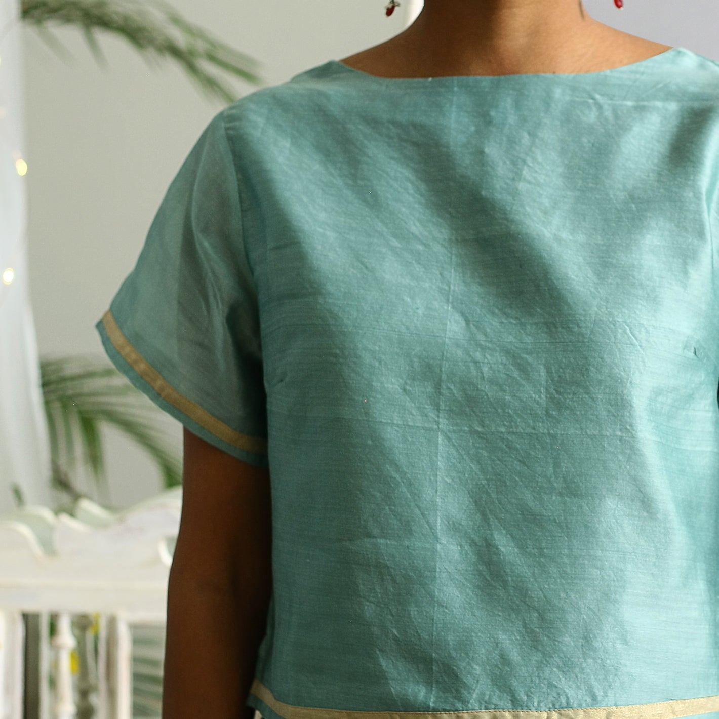 Juniper Ecoloom Cotton Silk Crop Top in Jade Green