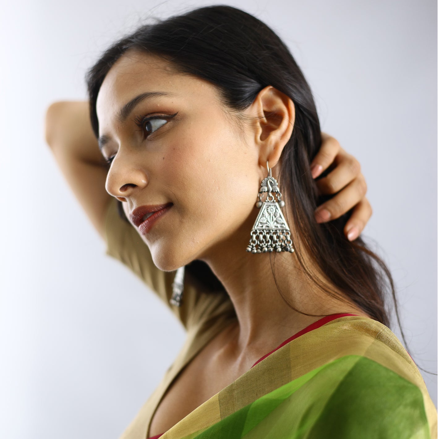 Mughal Pakshi Earrings In Silver