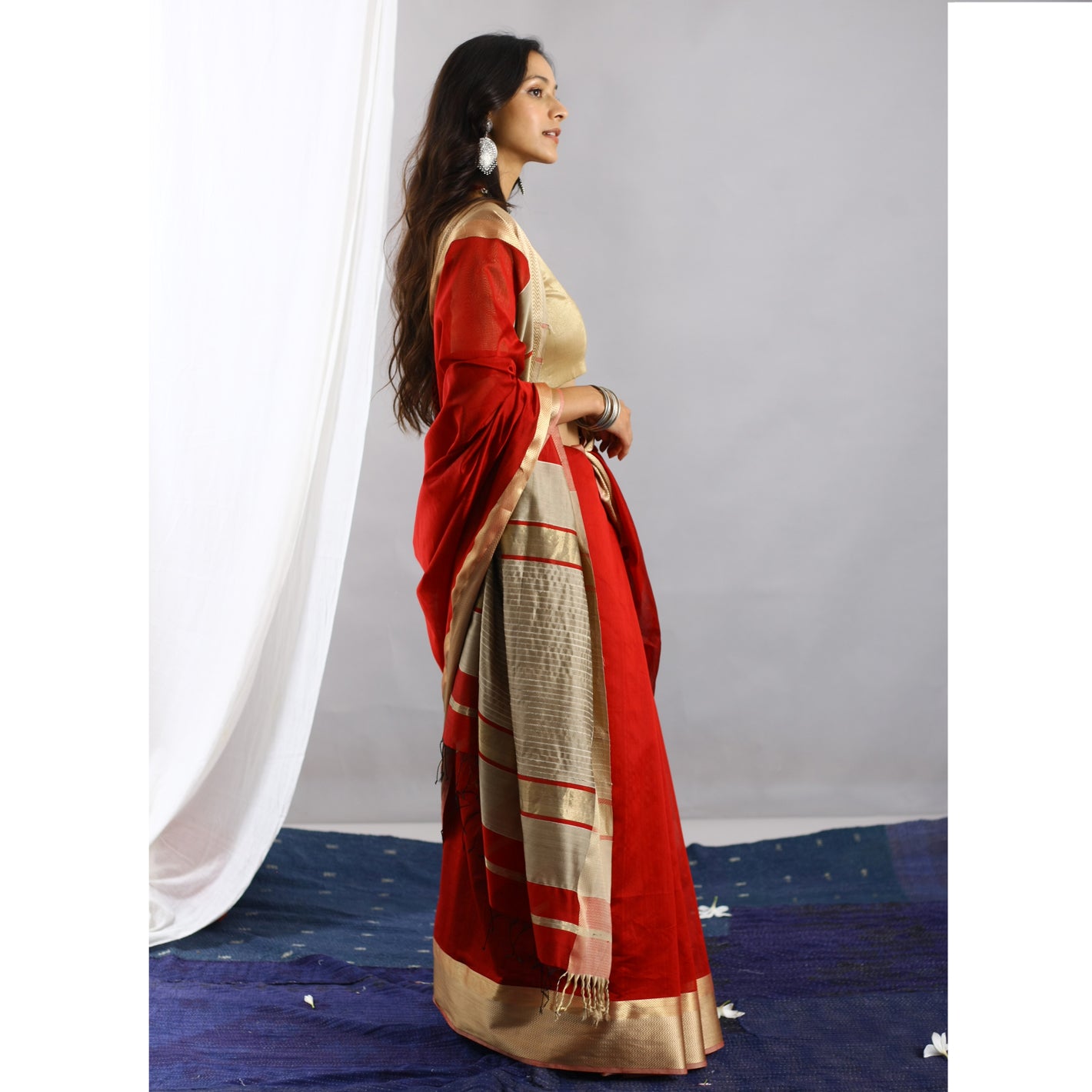 Greeshma Ecoloom Red Cotton Silk Saree