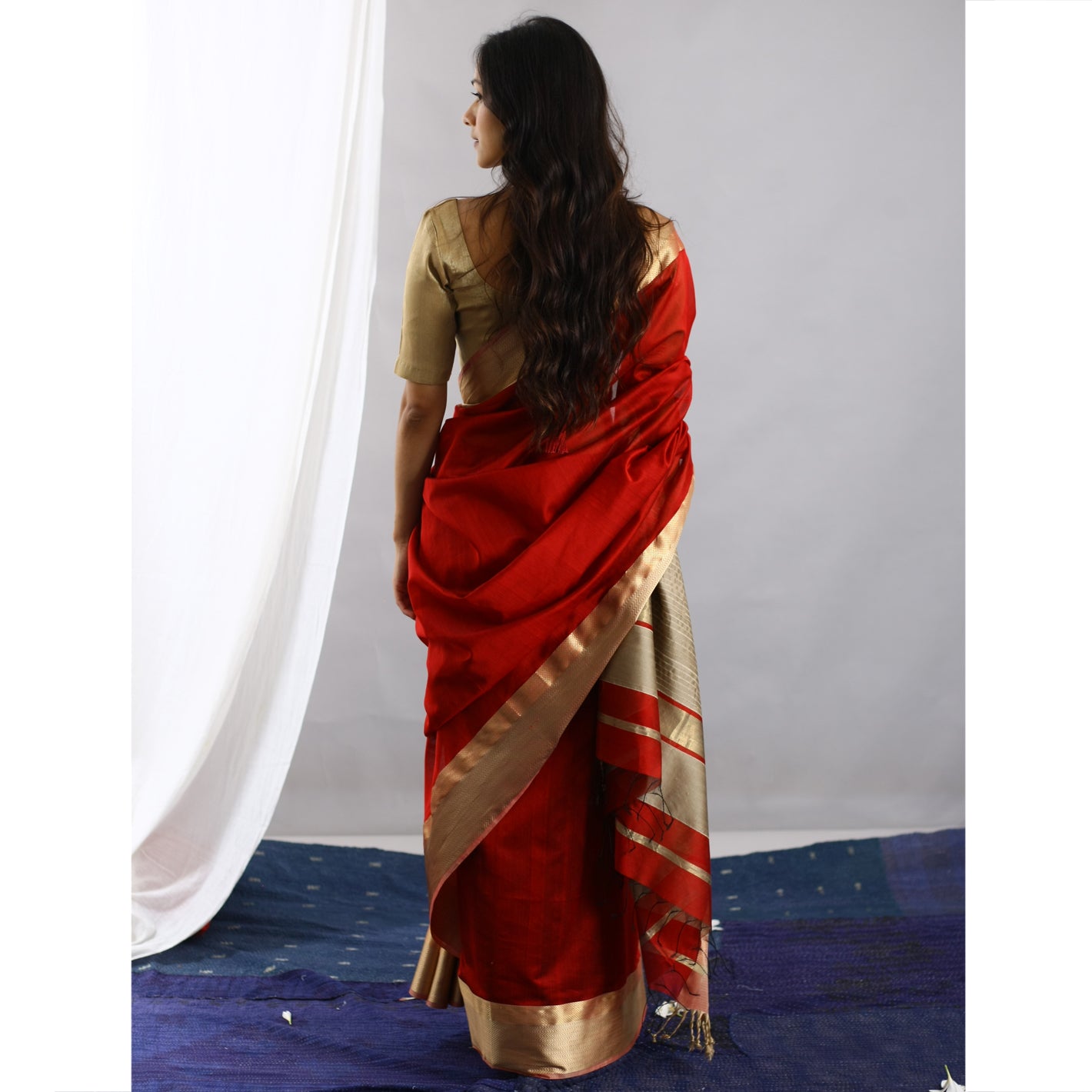 Greeshma Ecoloom Red Cotton Silk Saree