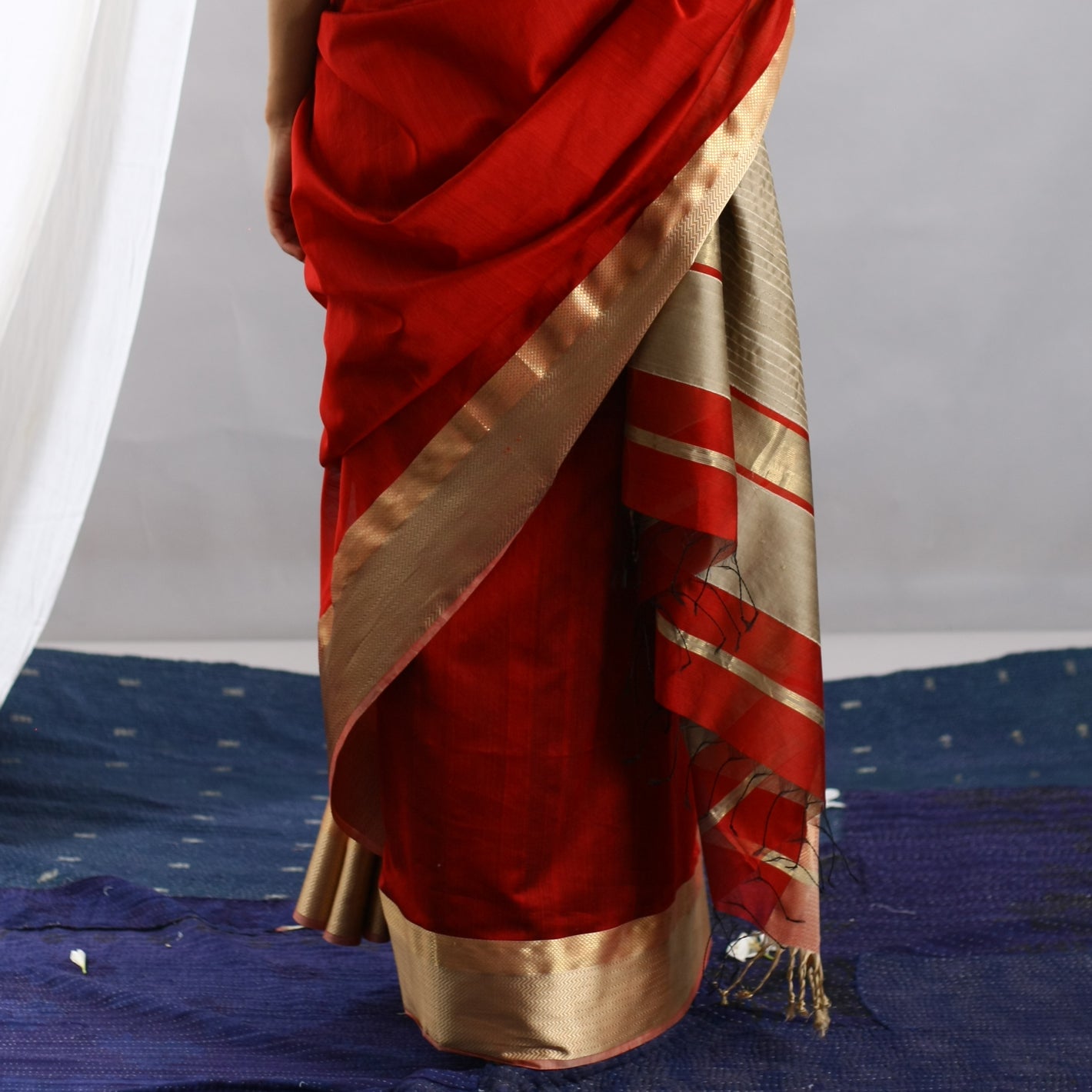 Greeshma Ecoloom Red Cotton Silk Saree