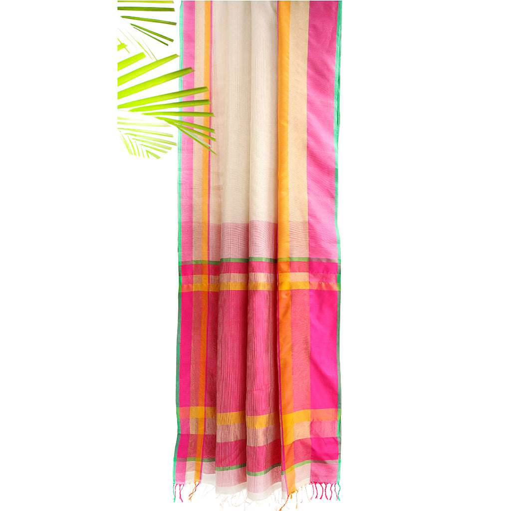 Jasmine Ecoloom Maheshwari Saree