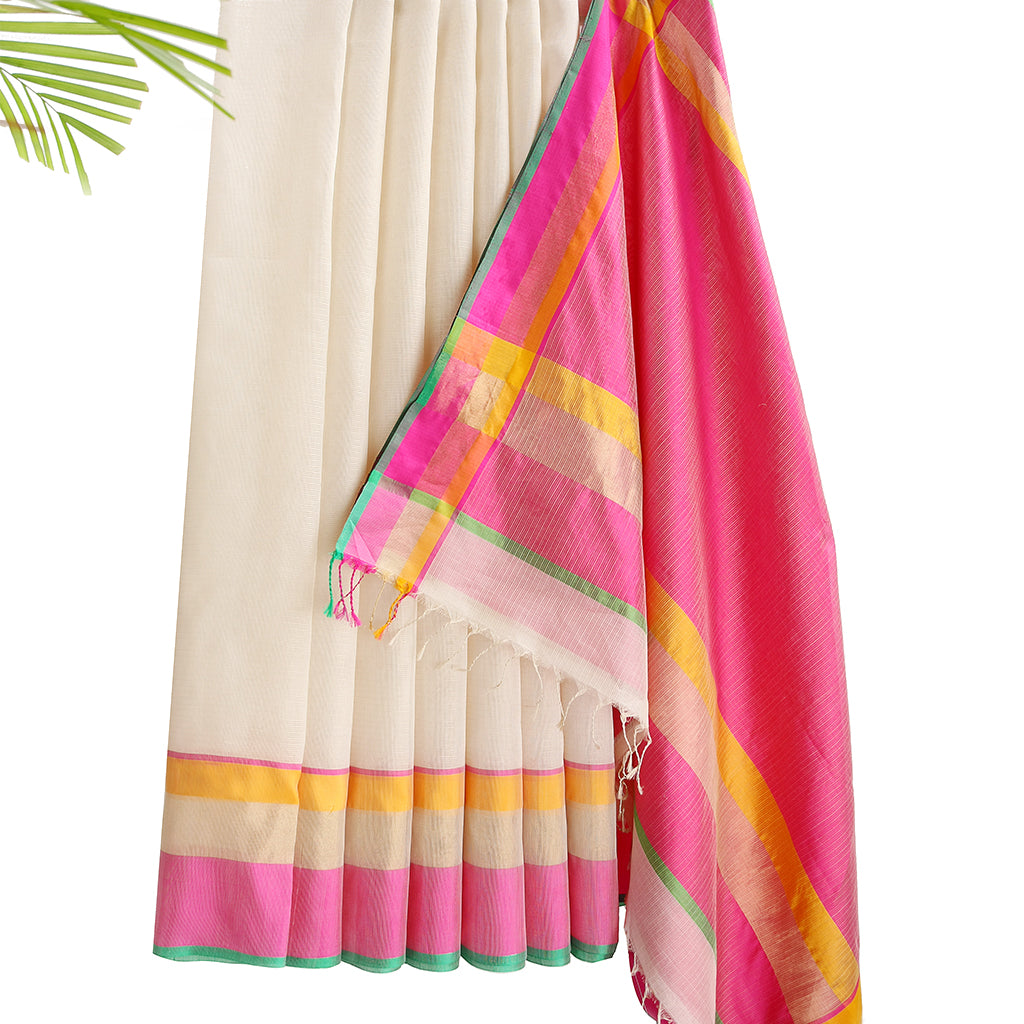 Jasmine Ecoloom Maheshwari Saree