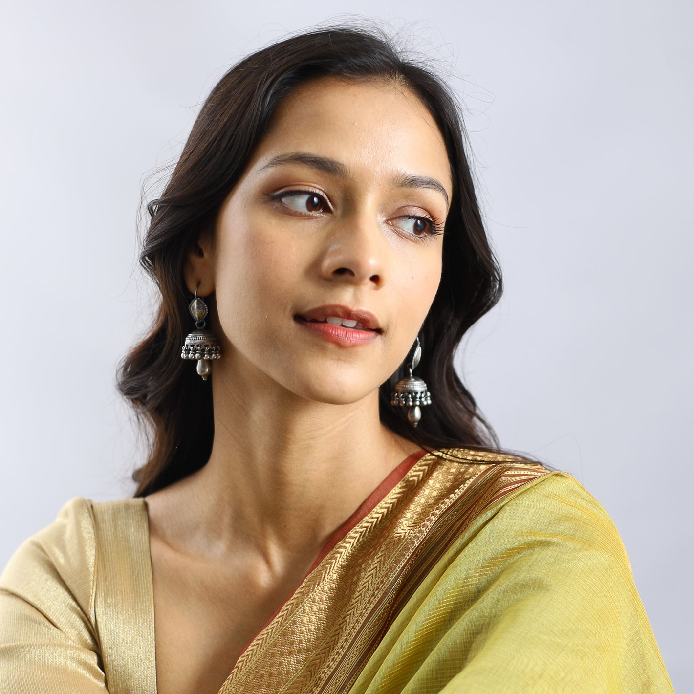 Bulbul Jhumka Earrings In Silver