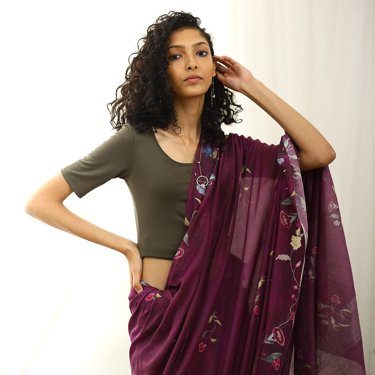 Skylark Ecoloom Floral Printed Saree