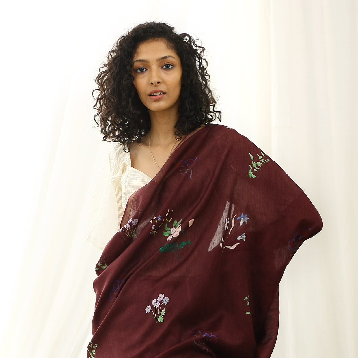Flamingo Ecoloom Floral Printed Saree