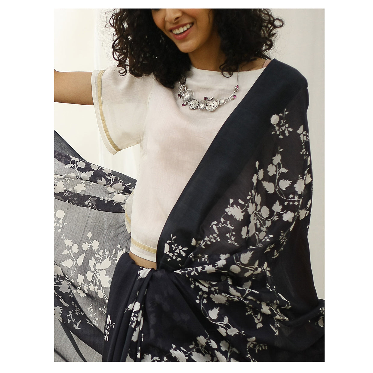 Blackbird Ecoloom Floral Printed Saree