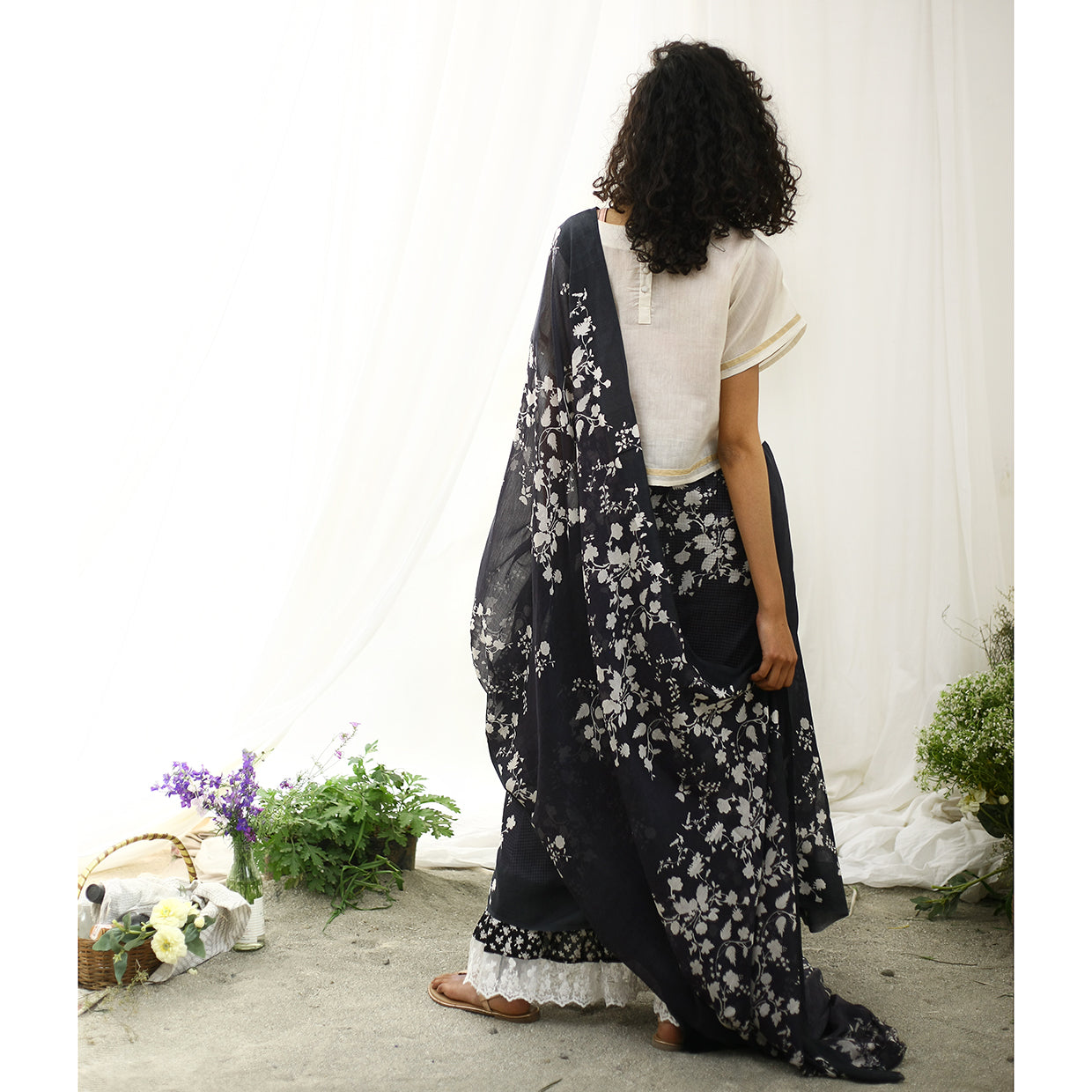 Blackbird Ecoloom Floral Printed Saree