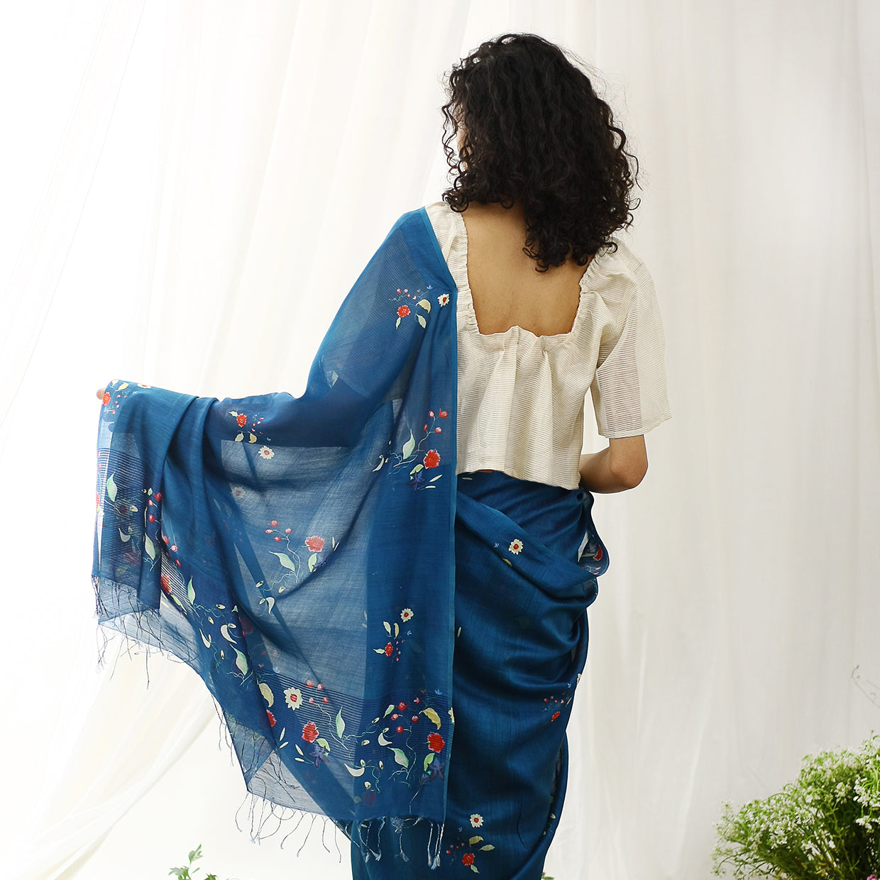 Starling Ecoloom Floral Printed Saree