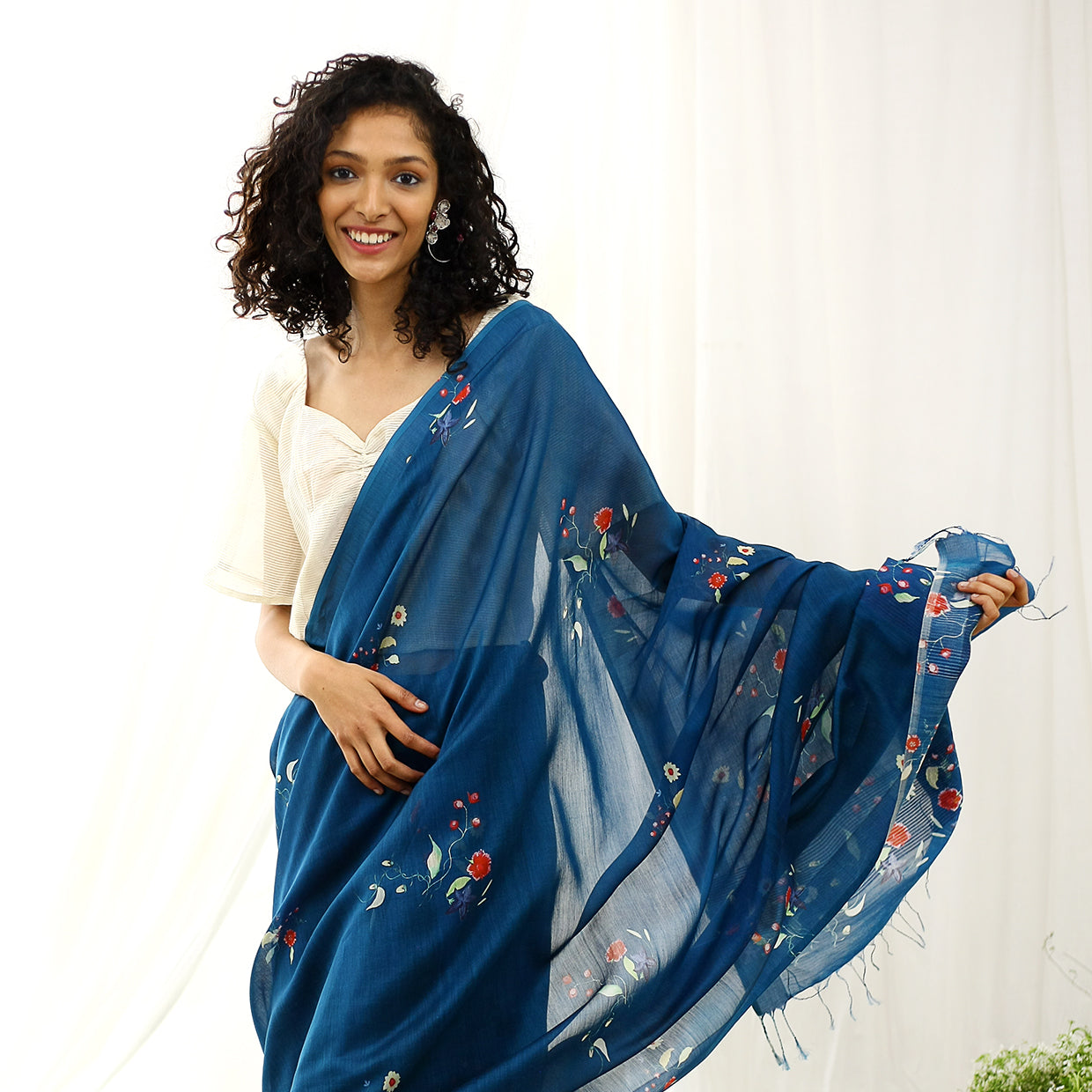 Starling Ecoloom Floral Printed Saree