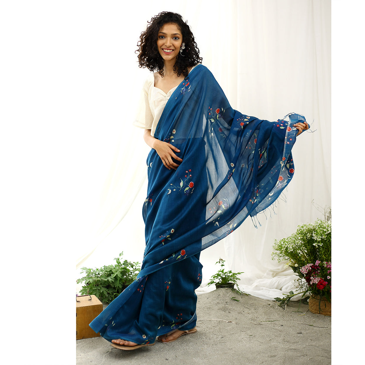 Starling Ecoloom Floral Printed Saree