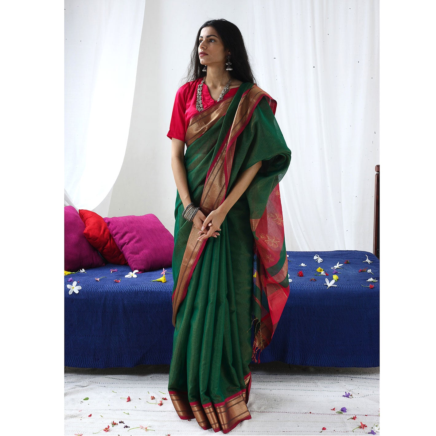 Kasturi Ecoloom Maheshwari Saree