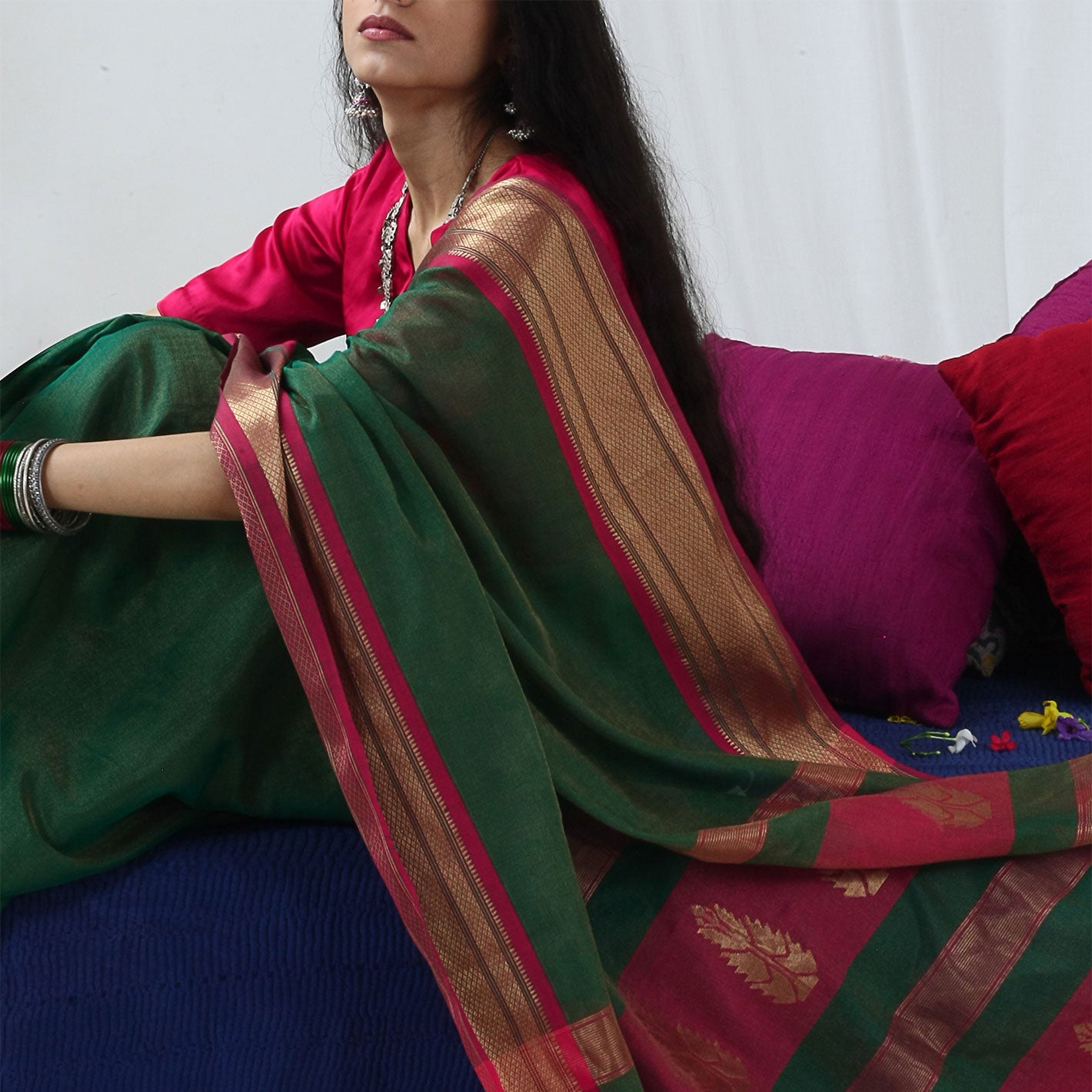 Kasturi Ecoloom Maheshwari Saree
