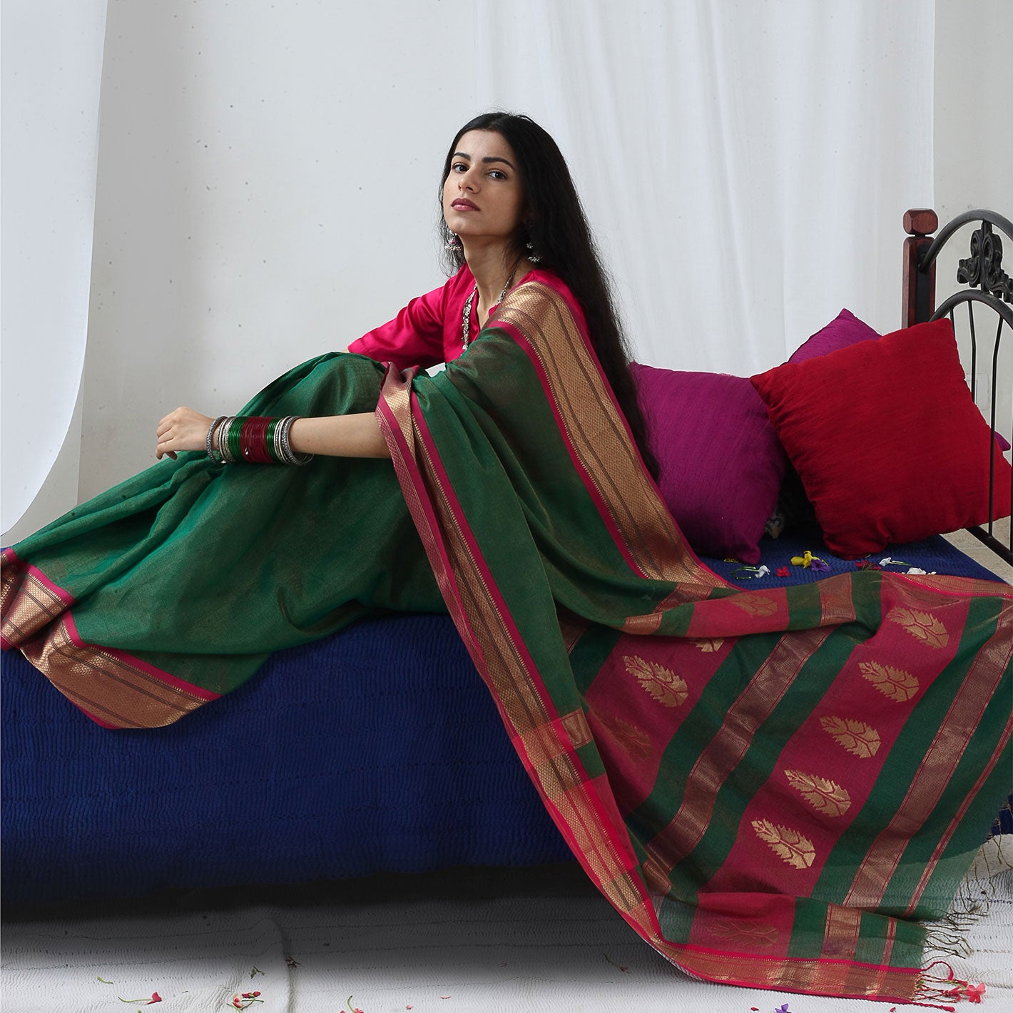 Kasturi Ecoloom Maheshwari Saree