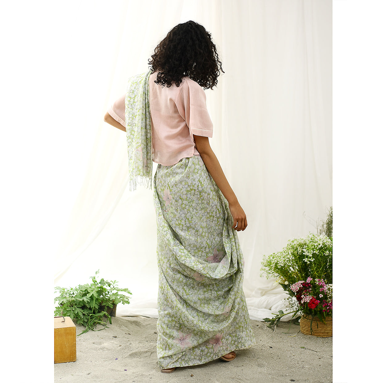 Nightingale Ecoloom Floral Printed Saree