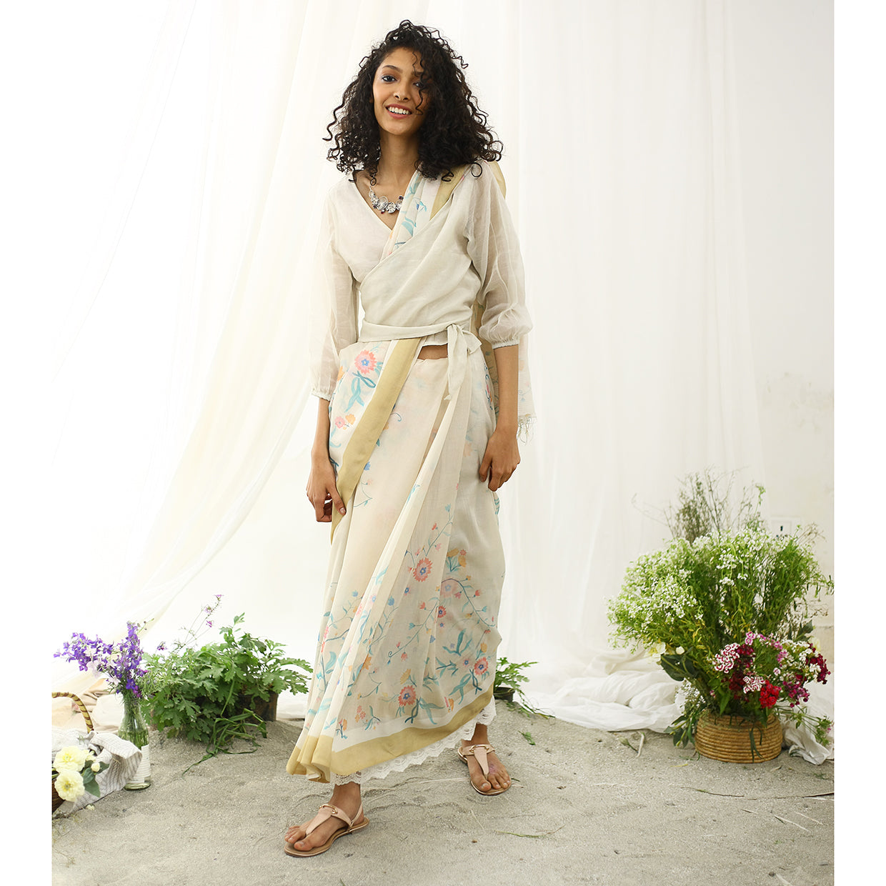 Champa Ecoloom Floral Printed Saree