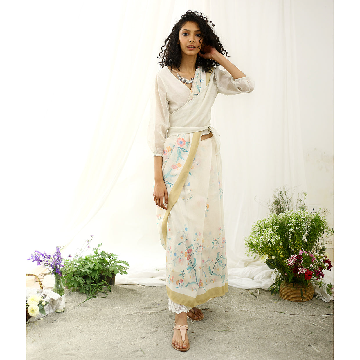 Champa Ecoloom Floral Printed Saree
