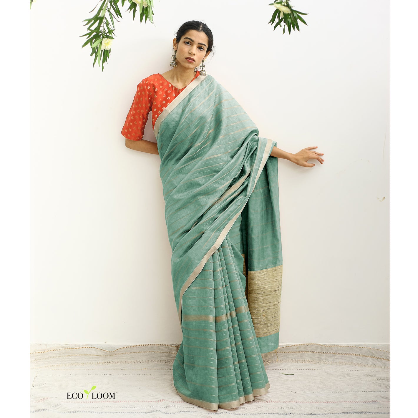 Lemon Grass Ecoloom Maheshwari Silk Handloom Saree