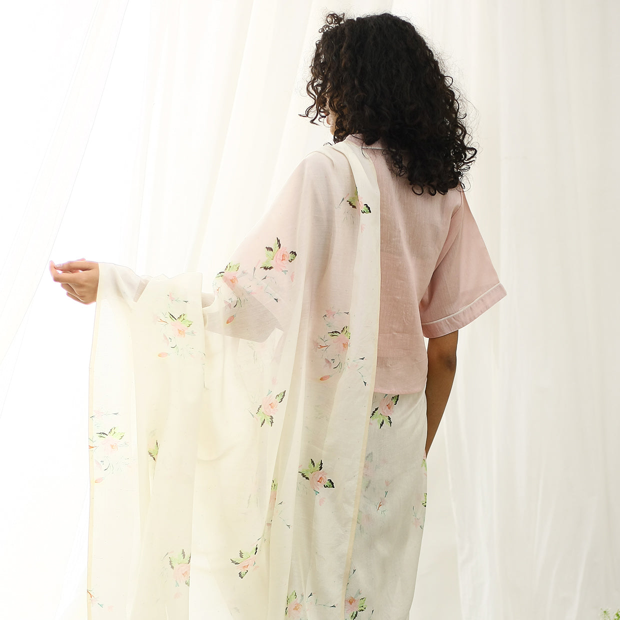 Rosefinch Ecoloom Floral Printed Saree