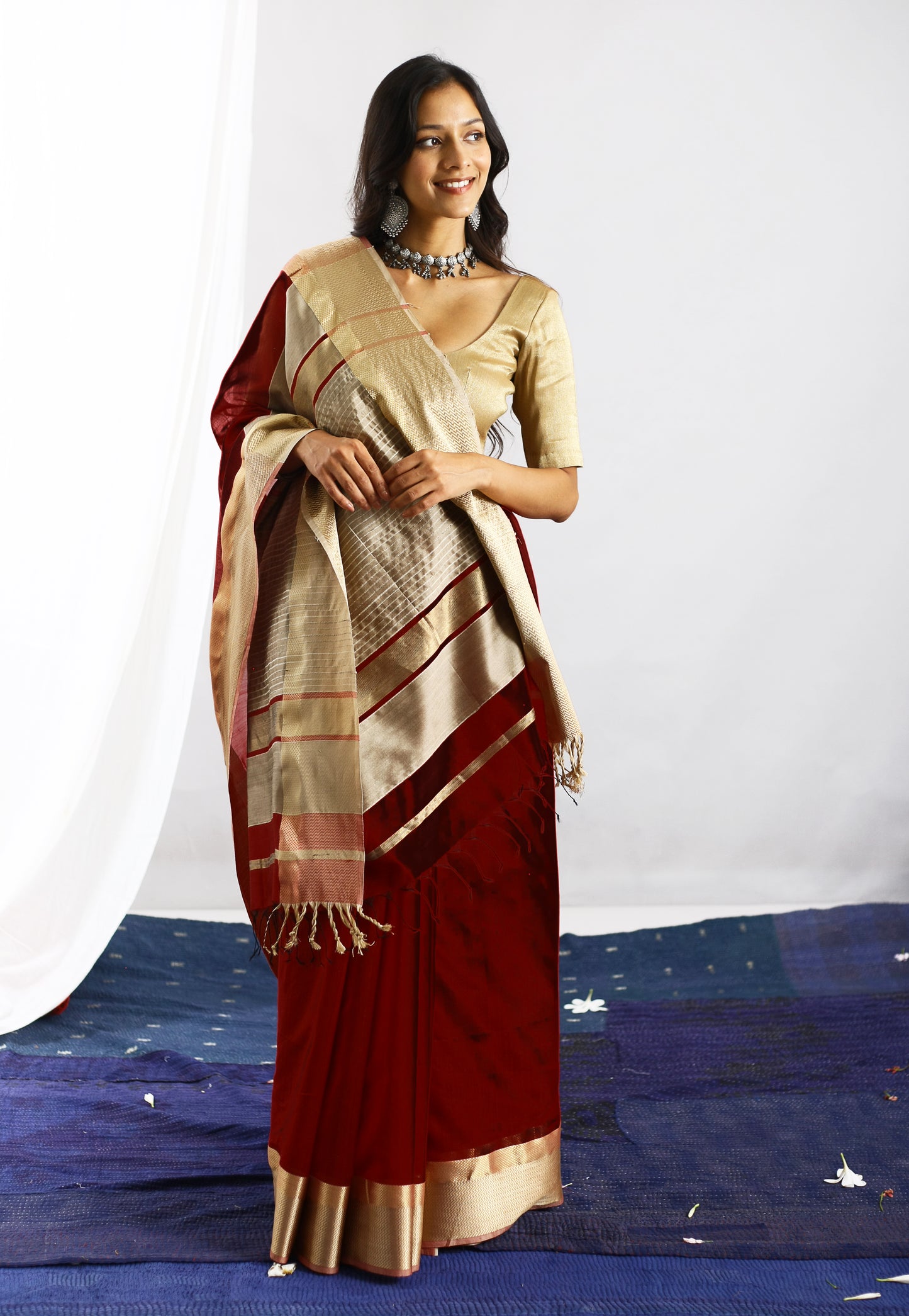 Greeshma Ecoloom Cotton Silk Dark Wine