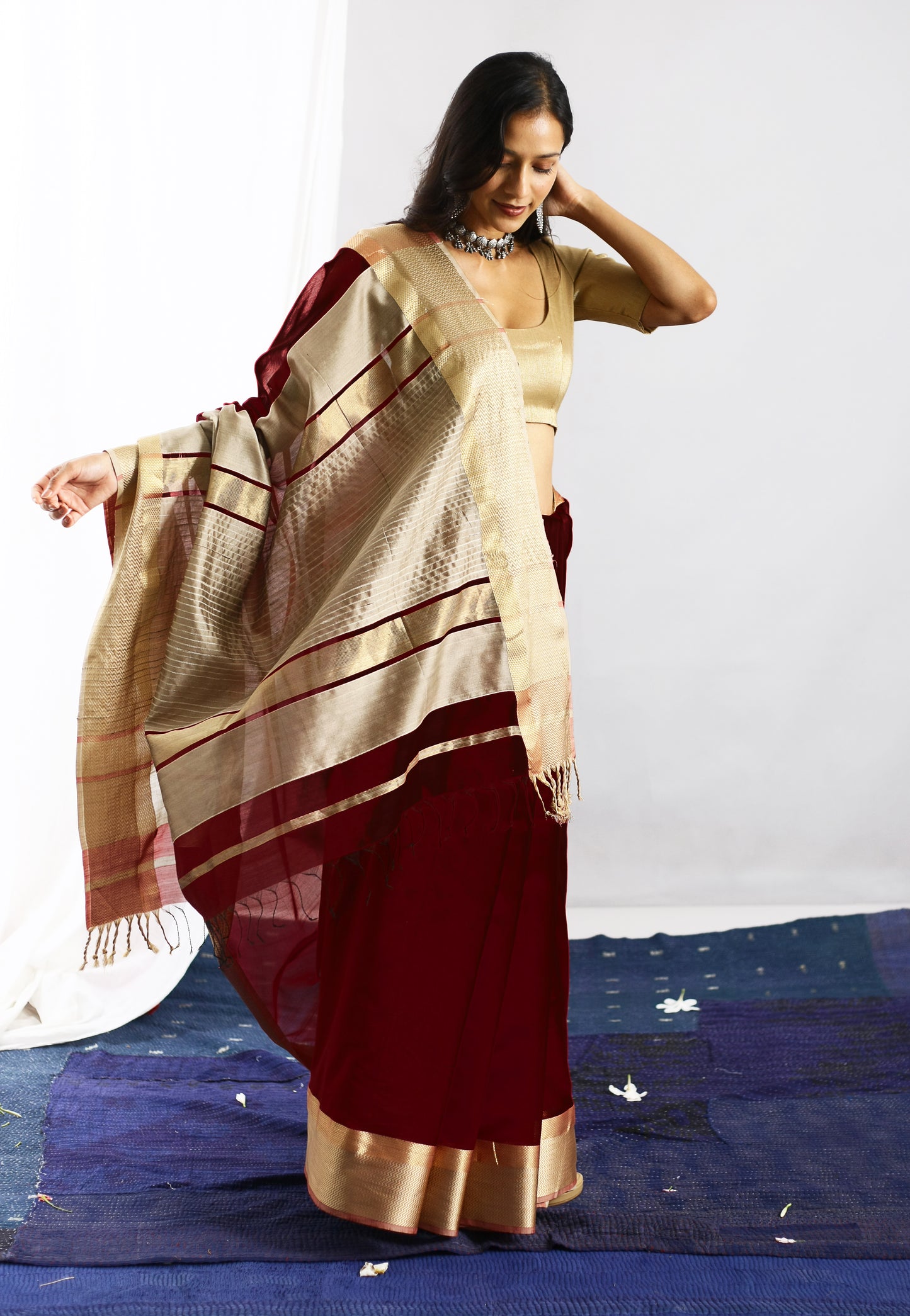 Greeshma Ecoloom Cotton Silk Dark Wine