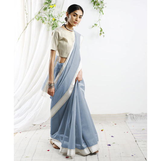 Sreeya Silk Cotton Ecoloom Saree In Flint Grey