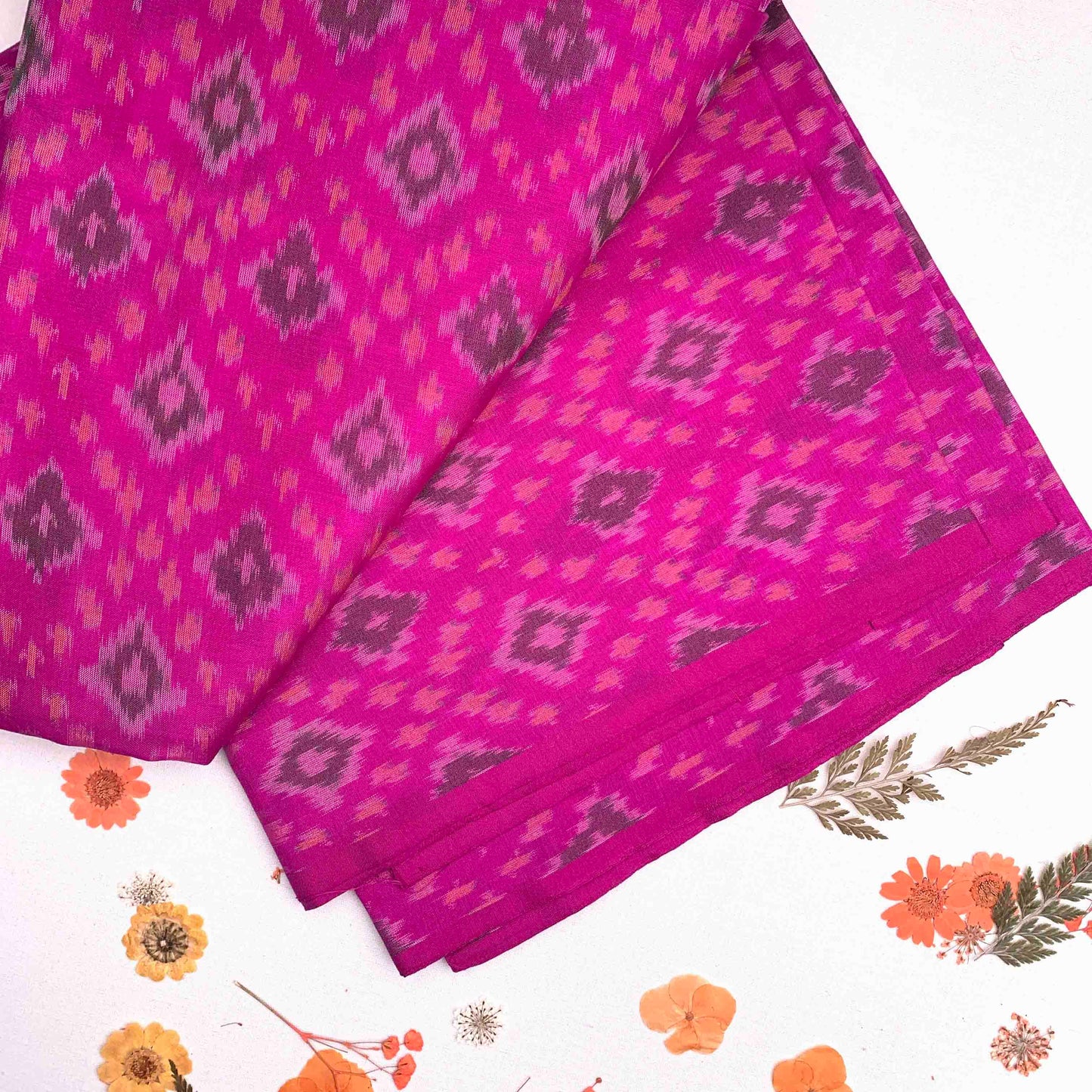 Blouse fabric Silk Ikat  Rani Pink