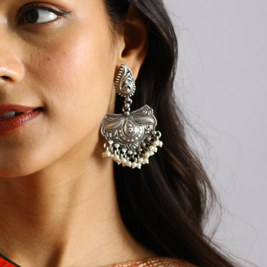 Kanishka Long Earrings In Silver