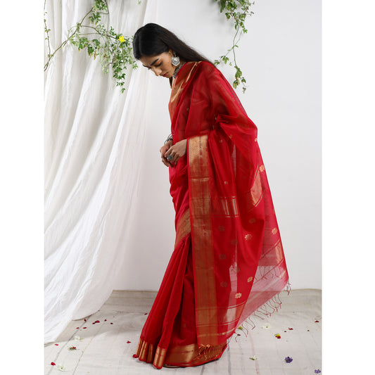 Madhavi Silk Cotton Buti Ecoloom Saree