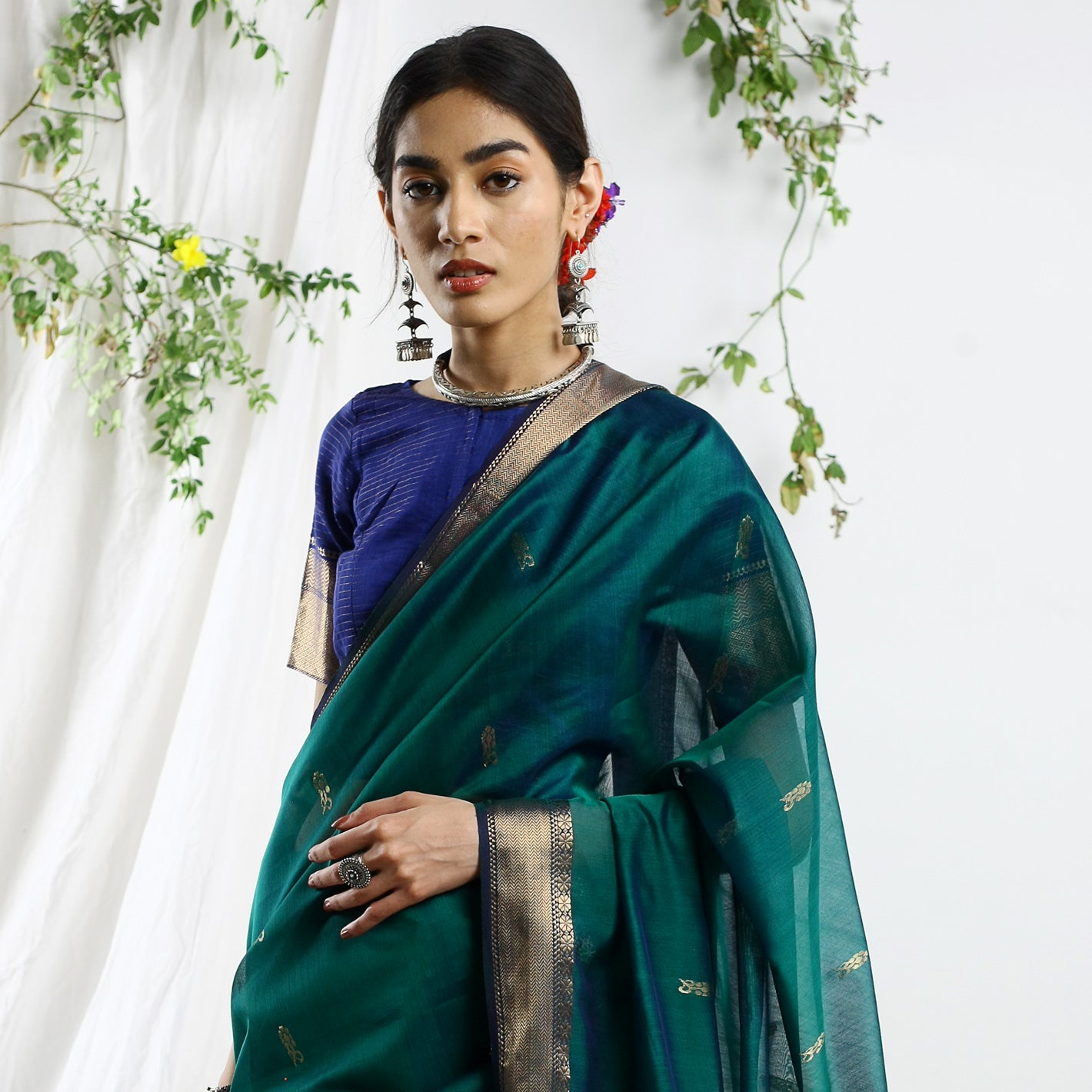 Amira Silk Cotton Buti Ecoloom Saree