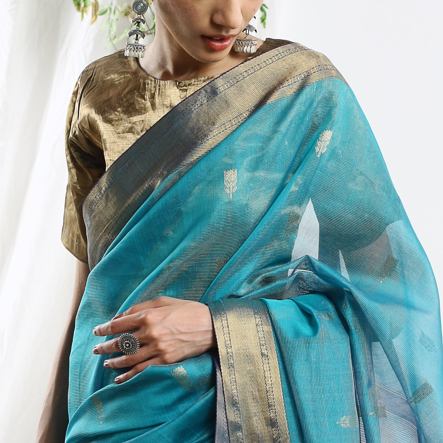 Chaitra Silk Cotton Buti Tissue Ecoloom Saree