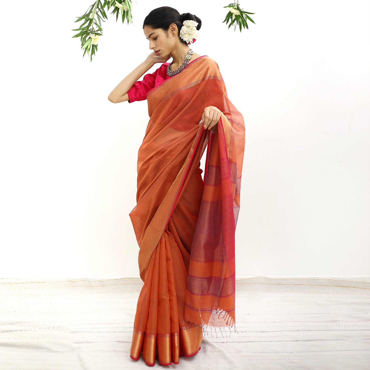 Malta Handwoven Silk Cotton Tissue Saree