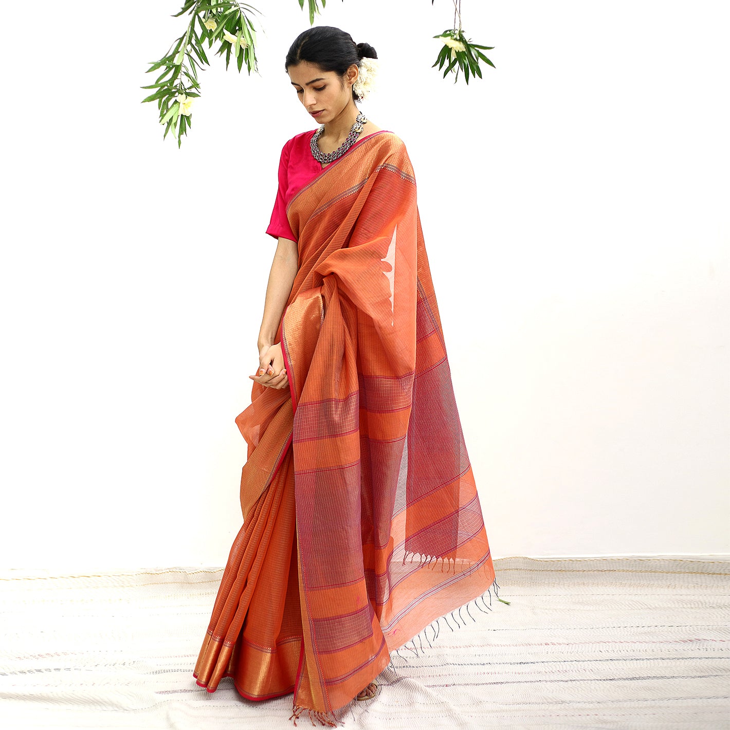 Malta Handwoven Silk Cotton Tissue Saree