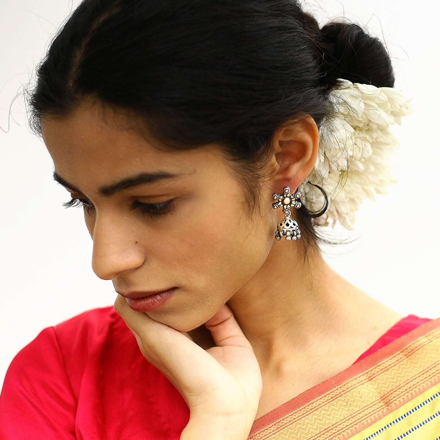 Katthak Jhumki Earrings In Silver