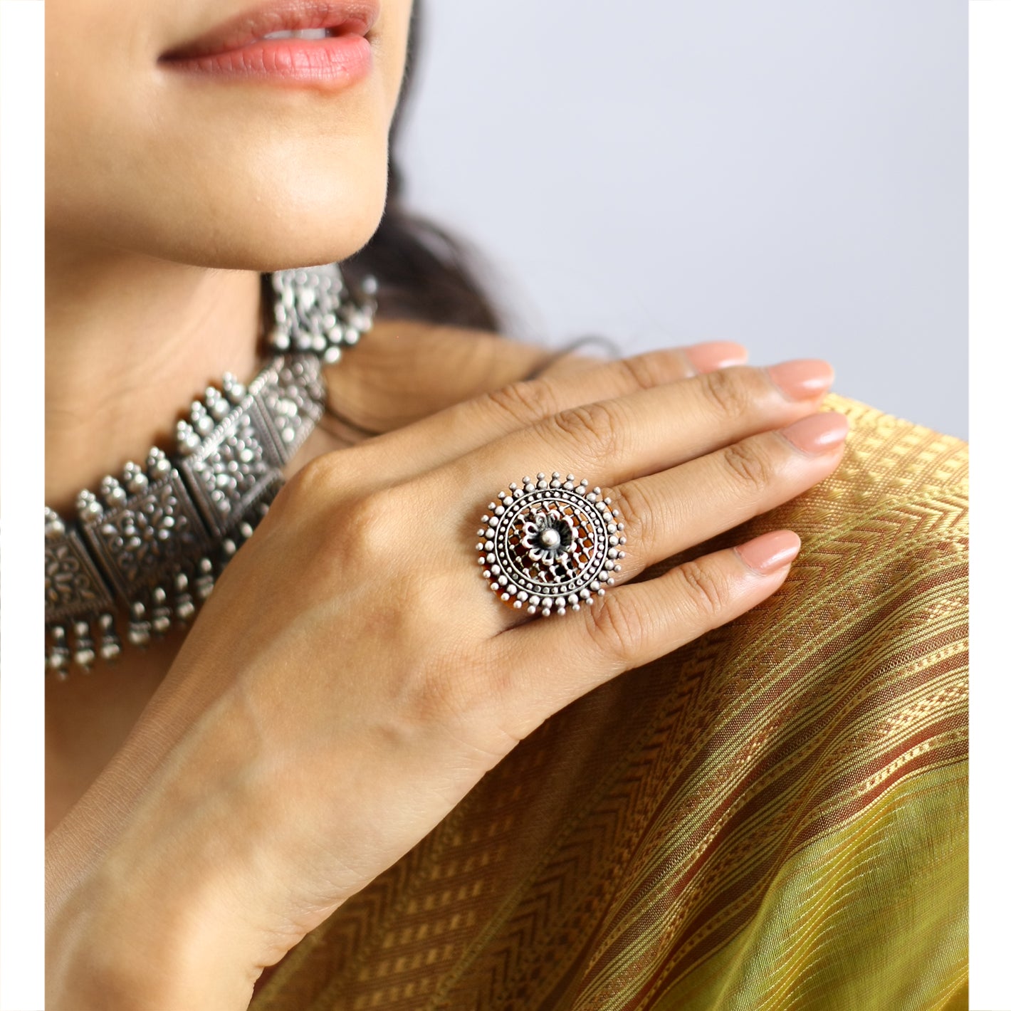 Mausam Adjustable Silver Ring