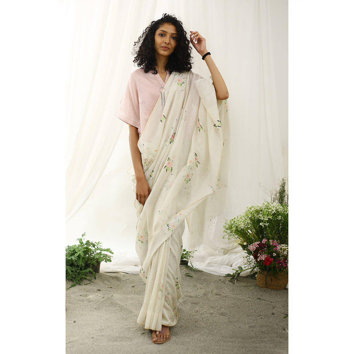 Rosefinch Ecoloom Floral Printed Saree